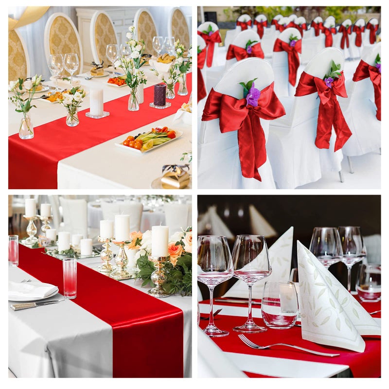 GFCC Pack of 10 Red Satin Table Runner 12 x 108 Inches for Wedding Party Events Decoration - Image 5